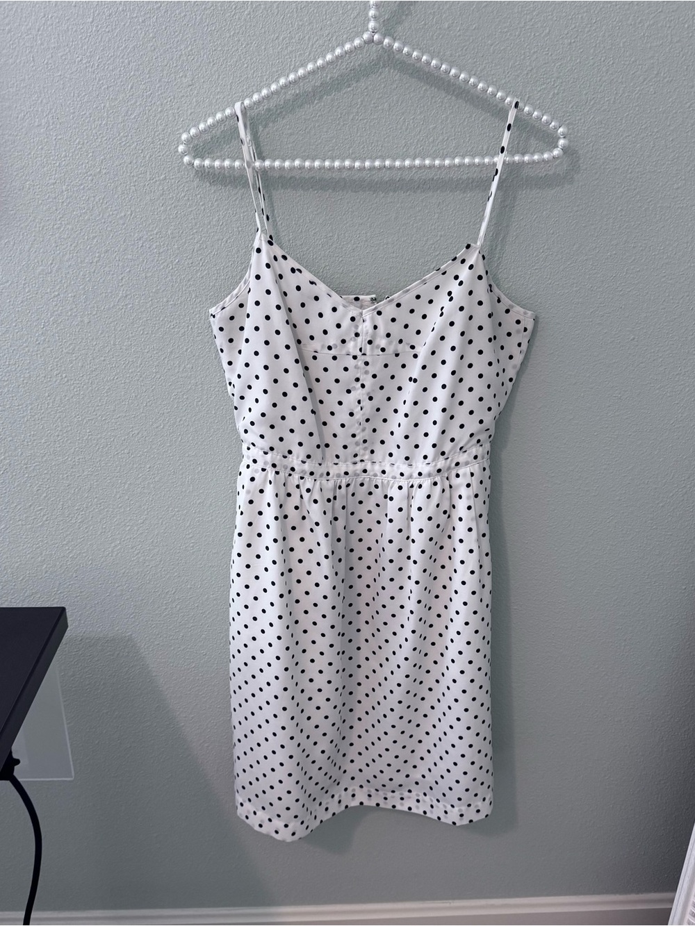 J. Crew White Mini Dress with Black Polka Dots